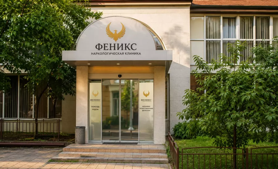 Вход в наркологическую клинику «Феникс» в Дмитровске